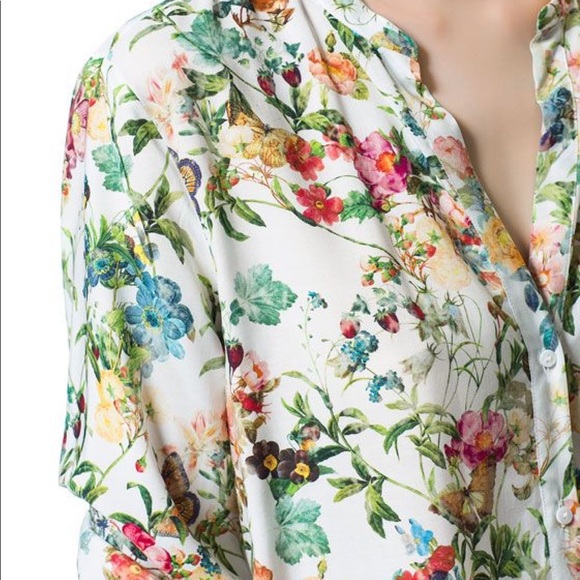 Zara floral silk blouse - Picture 2 of 7